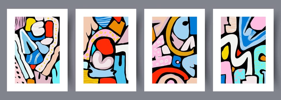 Abstract figures aesthetic shapes wall art print. Printable minimal abstract poster. Wall artwork for interior design. Contemporary decorative background.