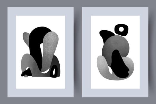 Abstract figures aesthetic shapes wall art print. Printable minimal abstract poster. Wall artwork for interior design. Contemporary decorative background.