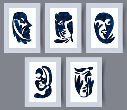 Abstract figures aesthetic shapes wall art print. Printable minimal abstract poster. Wall artwork for interior design. Contemporary decorative background.