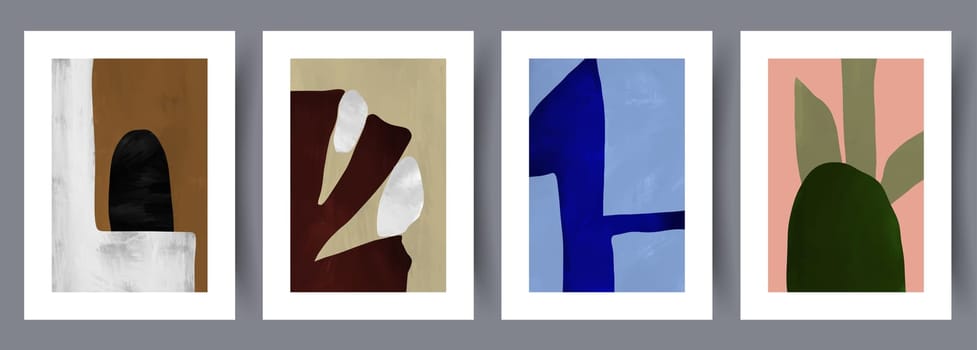 Abstract figures aesthetic shapes wall art print. Printable minimal abstract poster. Wall artwork for interior design. Contemporary decorative background.
