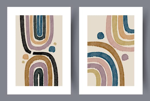 Abstract figures aesthetic shapes wall art print. Printable minimal abstract poster. Wall artwork for interior design. Contemporary decorative background.