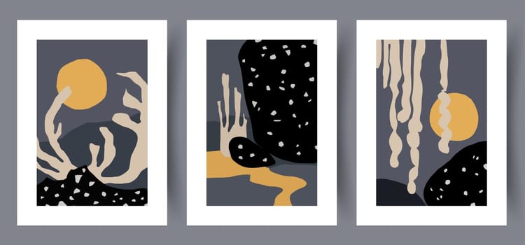 Abstract figures aesthetic shapes wall art print. Printable minimal abstract poster. Wall artwork for interior design. Contemporary decorative background.