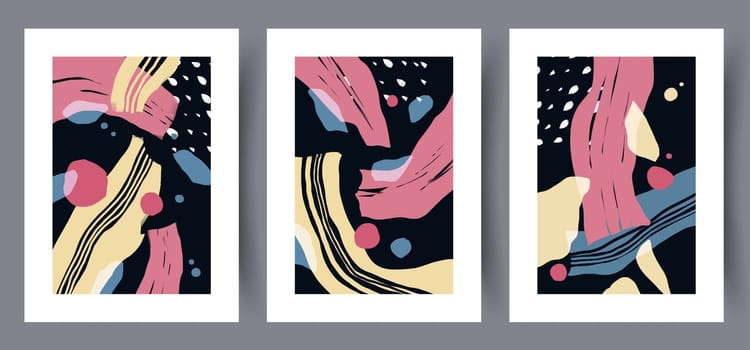 Abstract figures aesthetic shapes wall art print. Printable minimal abstract poster. Wall artwork for interior design. Contemporary decorative background.