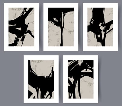 Abstract figures aesthetic shapes wall art print. Printable minimal abstract poster. Wall artwork for interior design. Contemporary decorative background.