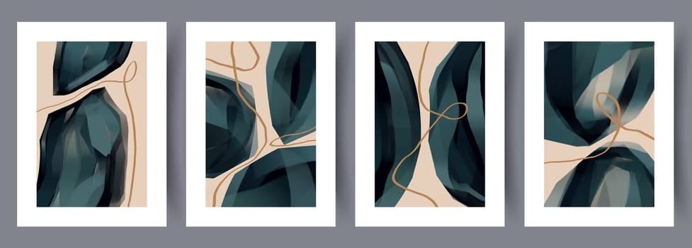 Abstract figures aesthetic shapes wall art print. Printable minimal abstract poster. Wall artwork for interior design. Contemporary decorative background.