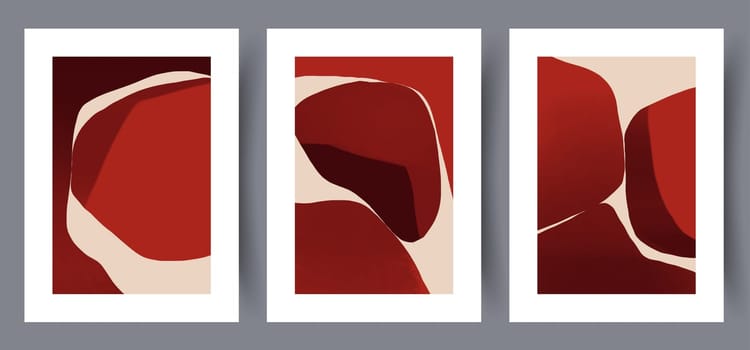 Abstract figures aesthetic shapes wall art print. Printable minimal abstract poster. Wall artwork for interior design. Contemporary decorative background.
