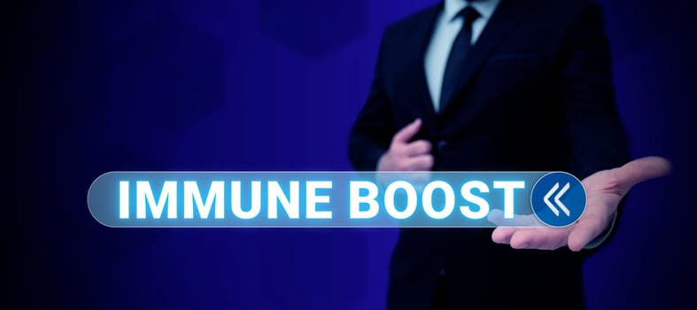 Hand writing sign Immune Boost, Business showcase being able to resist a particular disease preventing development of pathogens