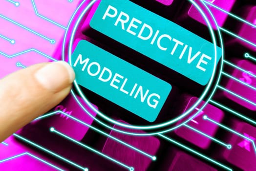 Text sign showing Predictive Modeling, Business concept maintenance strategy driven by predictive analytics