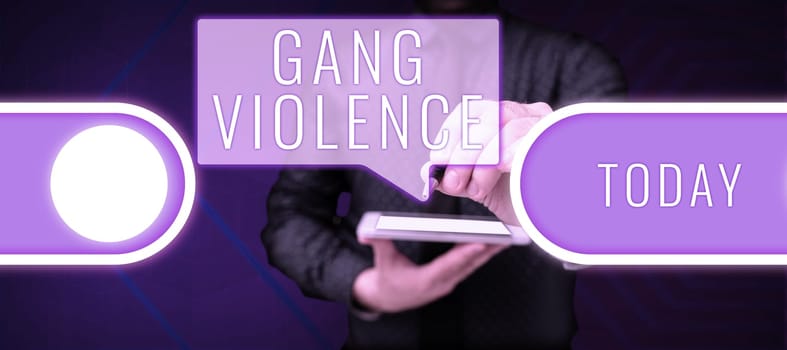 Conceptual display Gang Violence, Internet Concept infringement of the laws caused by group of criminals and gangsters