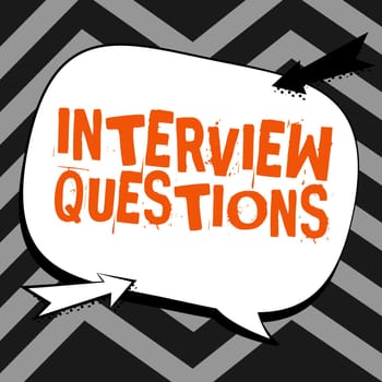 Conceptual caption Interview Questions, Business showcase Typical topic being ask or inquire during an interview