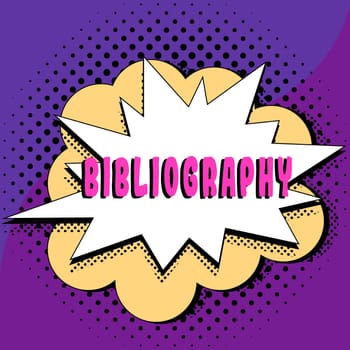 Conceptual caption Bibliography, Business approach a list of writings relating to a particular subject, period, or author