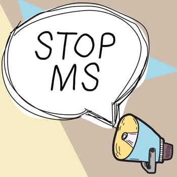 Text showing inspiration Stop Ms, Concept meaning prevent disease marked by patches of hardened tissue in the brain and spinal cord