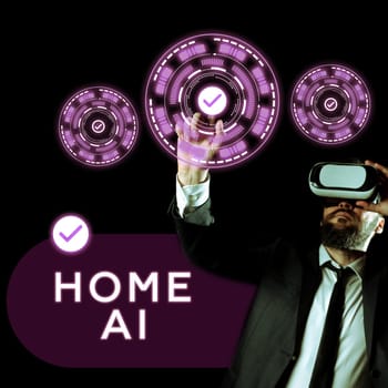 Inspiration showing sign Home Ai, Business overview home solution that enables automating the bulk of electronic