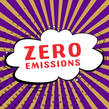 Conceptual display Zero Emissions, Business idea emits no waste products that pollute the environment