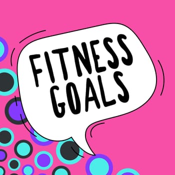 Sign displaying Fitness Goals, Word for Loose fat Build muscle Getting stronger Conditioning