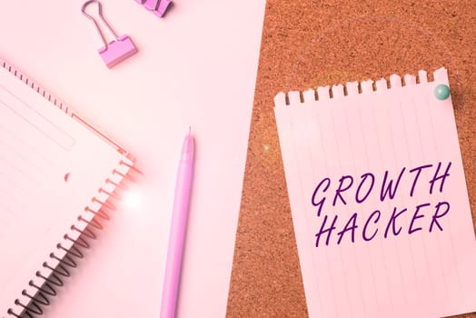 Text showing inspiration Growth Hacker, Internet Concept generally to acquire as many users or customers as possible