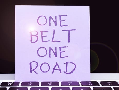 Text caption presenting One Belt One Road, Conceptual photo Building trade routes between China and other countries