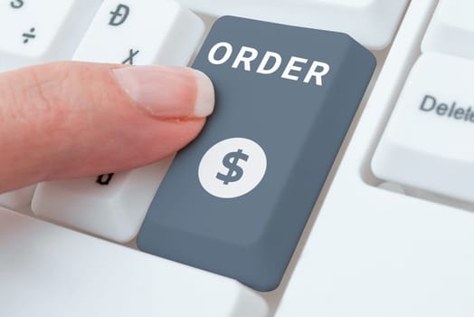 Handwriting text Order, Concept meaning arrangement of people or things relation each other according sequence
