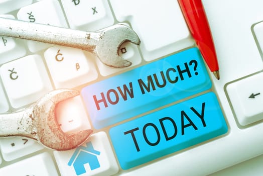 Text caption presenting How Much, Conceptual photo ask about the amount or cost of something What amount or price