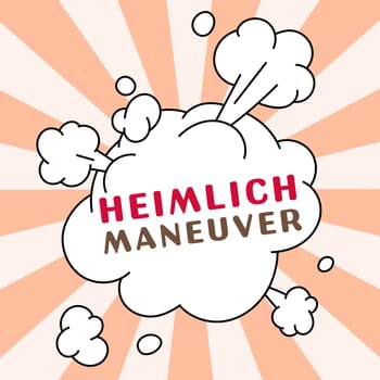Conceptual display Heimlich Maneuver, Business concept application of upward pressure in case of choking