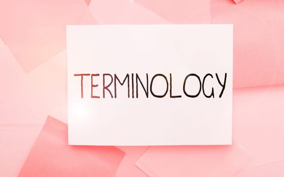 Conceptual caption Terminology, Business concept Terms used with particular technical application in studies