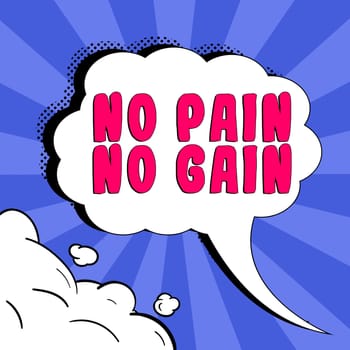 Sign displaying No Pain No Gain, Business idea All success requires sacrifices Motivational inspiring