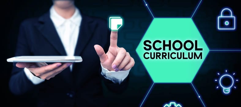 Handwriting text School Curriculum, Business idea designed to provide learning spaces and learning environments