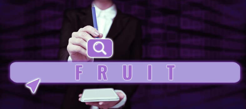 Inspiration showing sign Fruit, Internet Concept sweet and fleshy product of a tree or other plant that contains seed