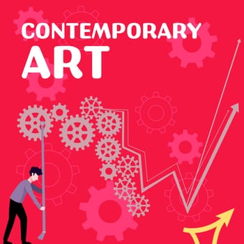 Conceptual display Contemporary Art, Word Written on made today by living artists influenced by advancing world