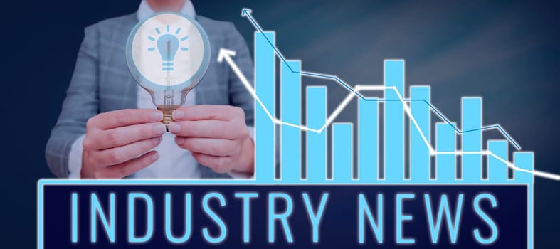 Writing displaying text Industry News, Internet Concept Technical Market Report Manufacturing Trade Builder