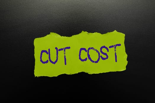 Text caption presenting Cut Cost, Business concept Measures implemented to reduced expenses and improved profit