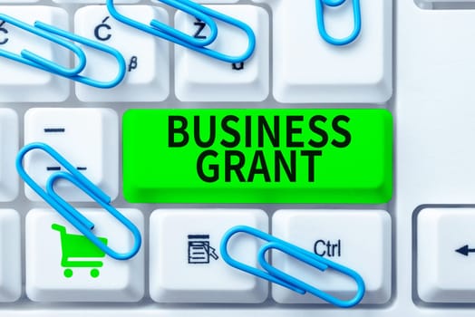 Conceptual display Business Grant, Conceptual photo Working strategies accomplish objectives