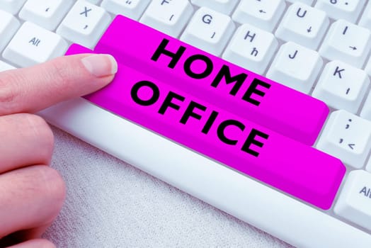 Handwriting text Home Office, Business overview space designated in a person's residence for official business