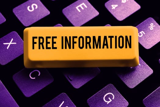 Handwriting text Free Information, Business overview knowledge obtained from investigation, study, or instruction free of charge