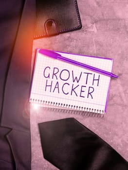Text sign showing Growth Hacker, Word for generally to acquire as many users or customers as possible