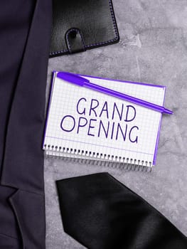 Writing displaying text Grand Opening, Word Written on Ribbon Cutting New Business First Official Day Launching