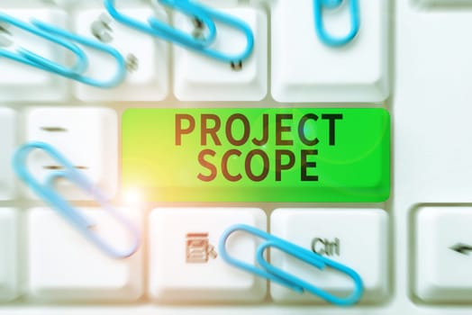 Conceptual display Project Scope, Business showcase evaluation of work efforts a product development requires to complete