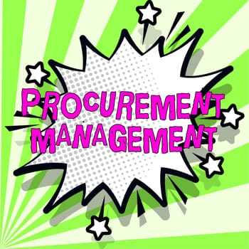 Handwriting text Procurement Management, Word for buying Goods and Services from External Sources