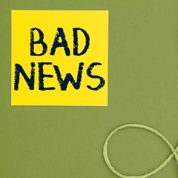Text showing inspiration Bad News, Word Written on unwelcome thing or person trouble hust happened to something