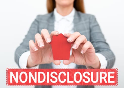 Inspiration showing sign Nondisclosure, Business idea Legal Contract Confidential Material or Information