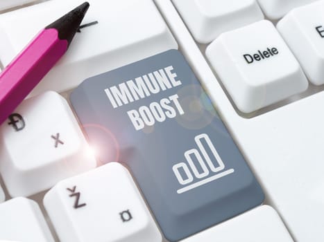 Inspiration showing sign Immune Boost, Internet Concept being able to resist a particular disease preventing development of pathogens