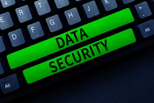 Conceptual caption Data Security, Business showcase Confidentiality Disk Encryption Backups Password Shielding