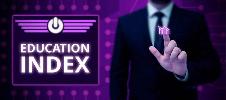 Writing displaying text Education Index, Business idea aiming to meet learning needs of all children youth adults