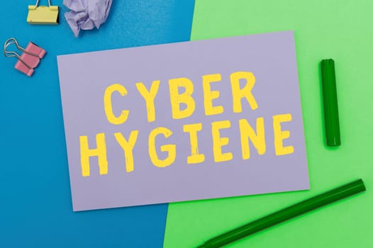 Conceptual caption Cyber Hygiene, Business idea steps that computer users take to improve their cyber security