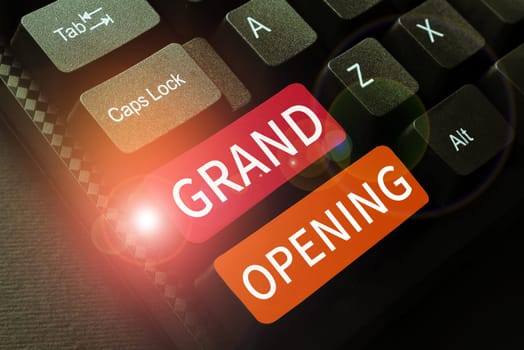 Text sign showing Grand Opening, Business idea Ribbon Cutting New Business First Official Day Launching