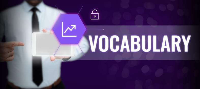 Conceptual caption Vocabulary, Business approach collection of words and phrases alphabetically arranged and explained or defined