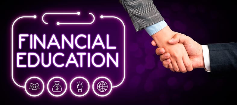 Inspiration showing sign Financial Education, Concept meaning Understanding Monetary areas like Finance and Investing