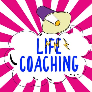 Text showing inspiration Life Coaching, Business idea Improve Lives by Challenges Encourages us in our Careers