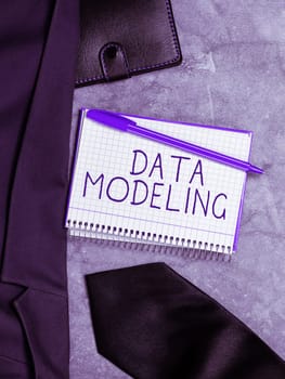Text sign showing Data Modeling, Conceptual photo process of transferring data between data storage systems