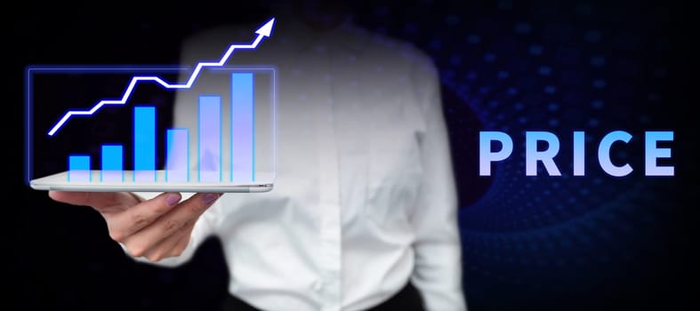 Text caption presenting Price, Word for the amount of money expected or required in payment for something
